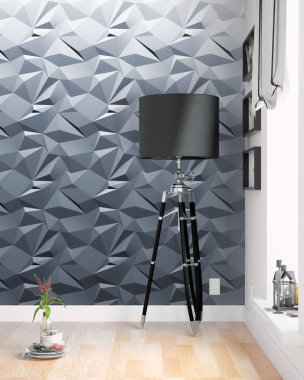 Modern parlak iç. 3D render