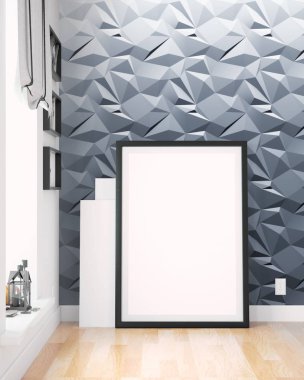 Modern parlak iç. 3D render