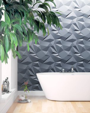 Modern parlak iç. 3D render