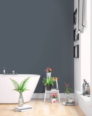 Modern parlak iç. 3D render