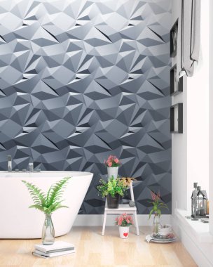 Modern parlak iç. 3D render