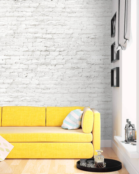 Современный светлый интерьер. 3D рендеринг
