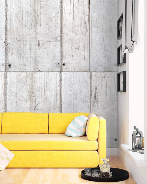 Современный светлый интерьер. 3D рендеринг
