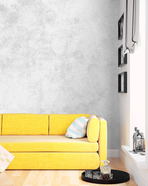 Современный светлый интерьер. 3D рендеринг
