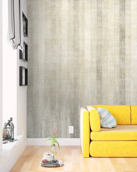 Modern parlak iç. 3D render