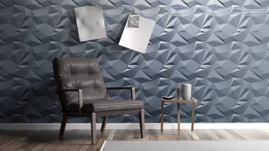 Modern parlak iç. 3D render