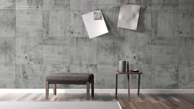 Modern parlak iç. 3D render