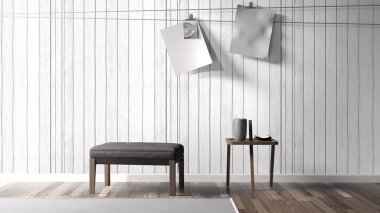 Modern parlak iç. 3D render