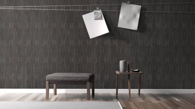 Modern parlak iç. 3D render