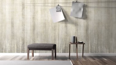 Modern parlak iç. 3D render
