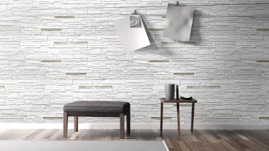 Modern parlak iç. 3D render