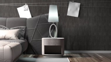 Modern parlak iç. 3D render