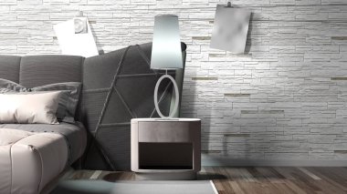 Modern parlak iç. 3D render