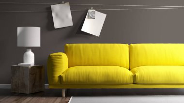 Modern parlak iç. 3D render