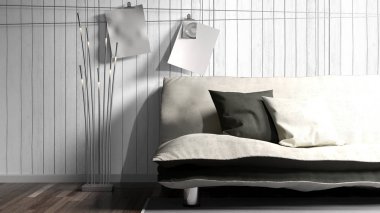 Modern parlak iç. 3D render