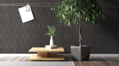 Modern parlak iç. 3D render