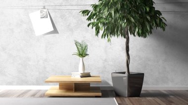 Modern parlak iç. 3D render