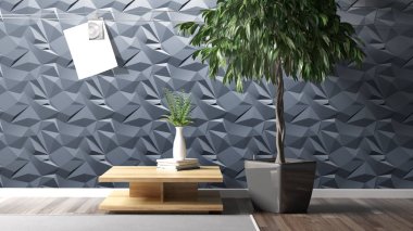 Modern parlak iç. 3D render