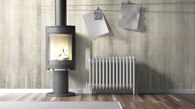 Modern parlak iç. 3D render