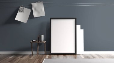 Modern parlak iç. 3D render