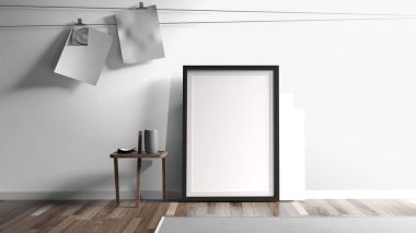 Modern parlak iç. 3D render