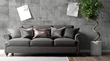 Modern parlak iç. 3D render