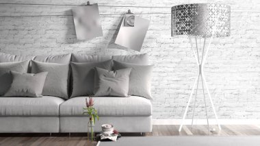 Modern parlak iç. 3D render