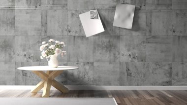 Modern parlak iç. 3D render