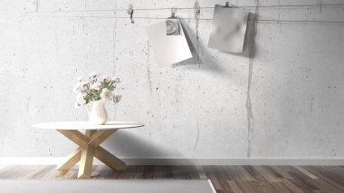 Modern parlak iç. 3D render