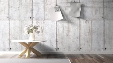 Modern parlak iç. 3D render