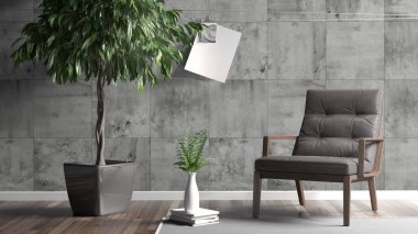 Modern parlak iç. 3D render