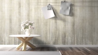 Modern parlak iç. 3D render