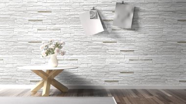 Modern parlak iç. 3D render