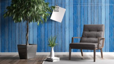 Modern parlak iç. 3D render