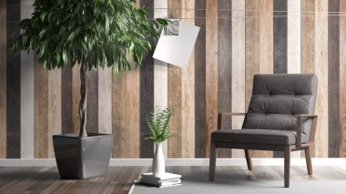 Modern parlak iç. 3D render