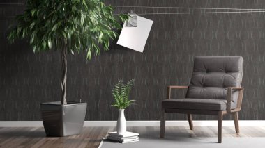 Modern parlak iç. 3D render