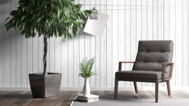 Modern parlak iç. 3D render