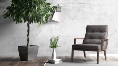 Modern parlak iç. 3D render