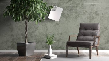 Modern parlak iç. 3D render