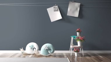 Modern parlak iç. 3D render