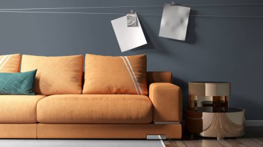 Modern parlak iç. 3D render