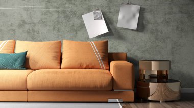 Modern parlak iç. 3D render