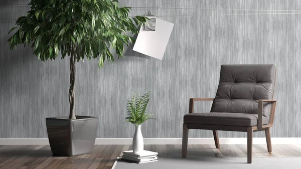 Modern parlak iç. 3D render