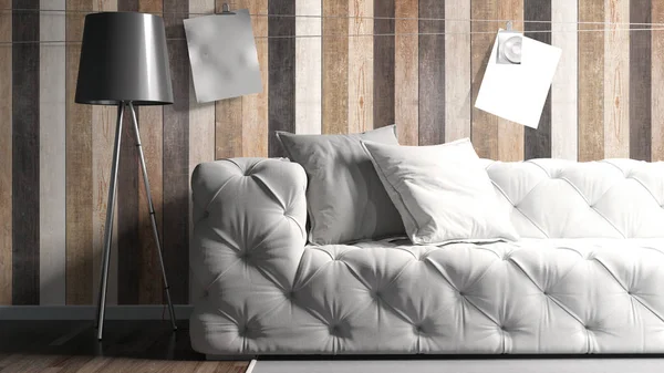 Modern parlak iç. 3D render