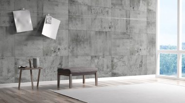 Modern parlak iç. 3D render