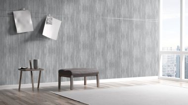 Modern parlak iç. 3D render