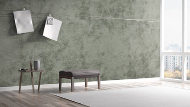 Modern parlak iç. 3D render