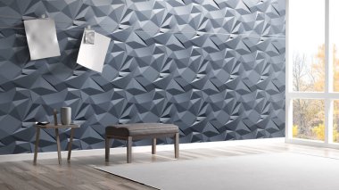 Modern parlak iç. 3D render