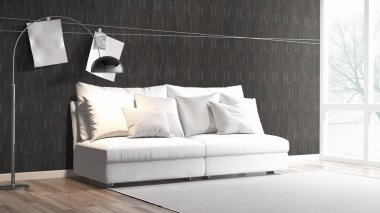 Modern parlak iç. 3D render