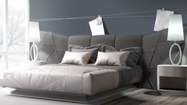 Modern parlak iç. 3D render